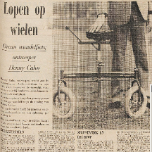 Kranten artikel Henny was altijd op zoek naar mogelijkheden, foto Arje Plas model Niek de Laaf +/- 1978